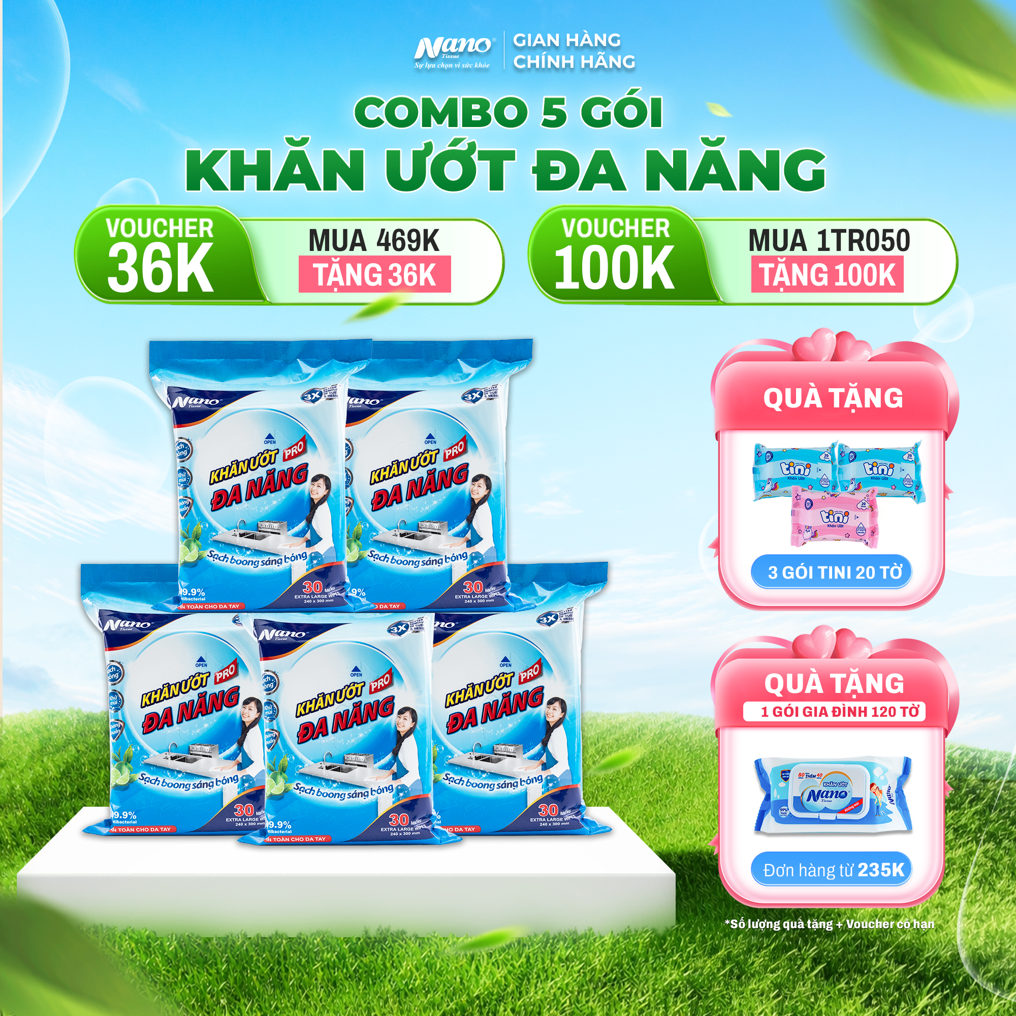 Khăn ướt đa năng - Hương Chanh sả